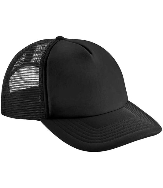 Beechfield Kids Vintage Snapback Trucker Cap - Black/Black (BB645B)