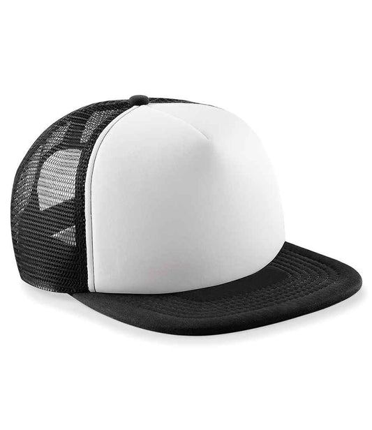 Beechfield Kids Vintage Snapback Trucker Cap - Black/White (BB645B)