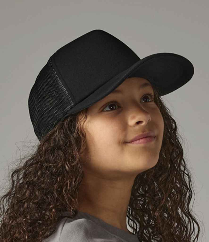 Beechfield Kids Vintage Snapback Trucker Cap - Black/Black (BB645B)