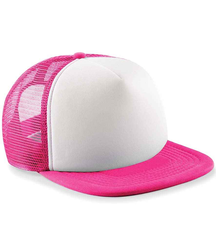 Beechfield Kids Vintage Snapback Trucker Cap - Fuchsia/White (BB645B)