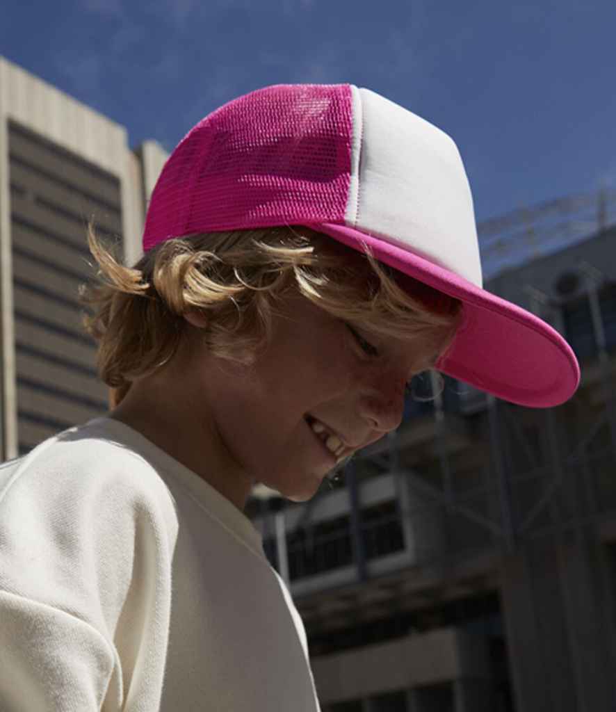 Beechfield Kids Vintage Snapback Trucker Cap - Fuchsia/White (BB645B)