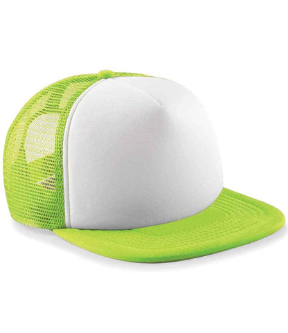 Beechfield Kids Vintage Snapback Trucker Cap - Lime Green/White (BB645B)