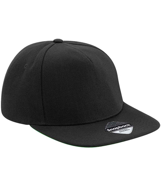 Beechfield Original Flat Peak Snapback Cap - Black/Black (BB660)