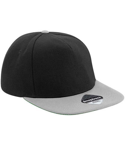 Beechfield Original Flat Peak Snapback Cap - Black/Grey (BB660)