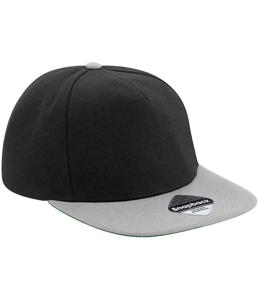 Beechfield Original Flat Peak Snapback Cap - Black/Grey (BB660)