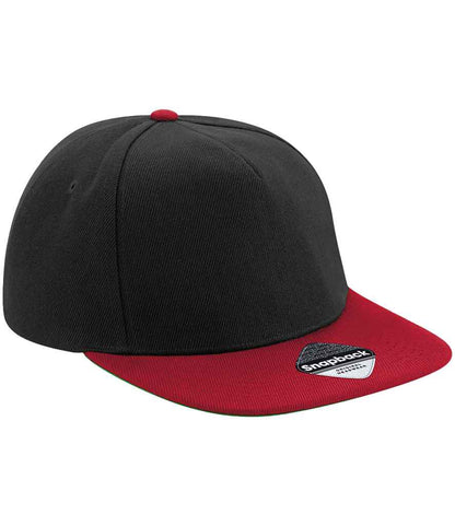 Beechfield Original Flat Peak Snapback Cap - Black/Classic Red (BB660)