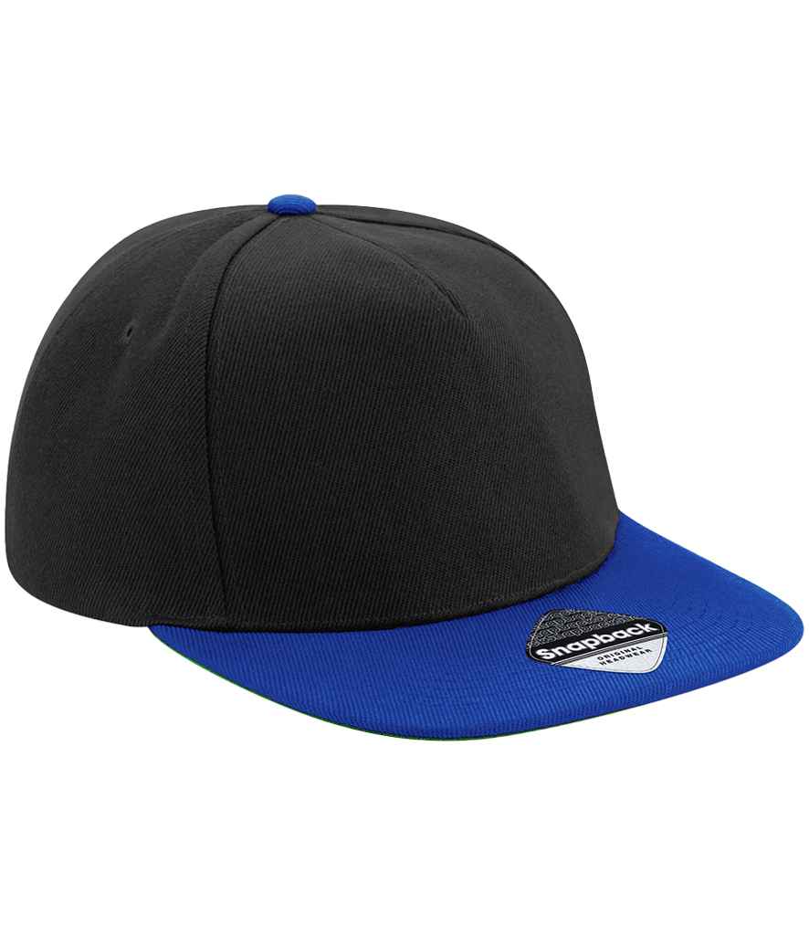 Beechfield Original Flat Peak Snapback Cap - Black/Bright Royal (BB660)