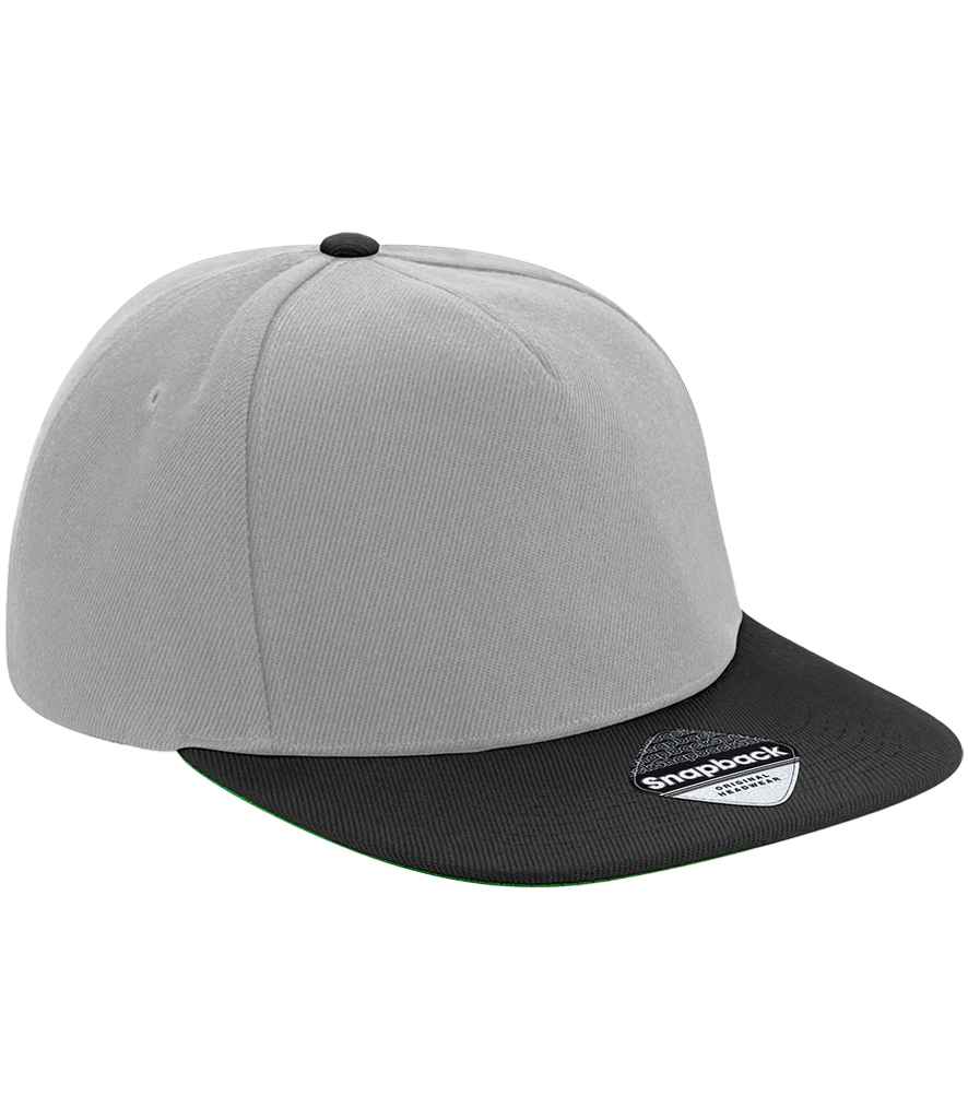 Beechfield Original Flat Peak Snapback Cap - Grey/Black (BB660)