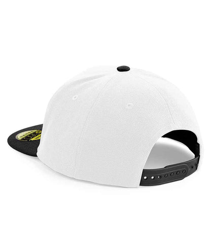 Beechfield Original Flat Peak Snapback Cap - White/Black (BB660)