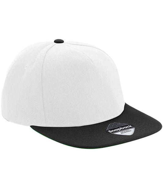 Beechfield Original Flat Peak Snapback Cap - White/Black (BB660)