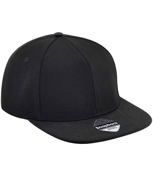 Beechfield Original Flat Peak 6 Panel Snapback Cap - Black/Black (BB661)
