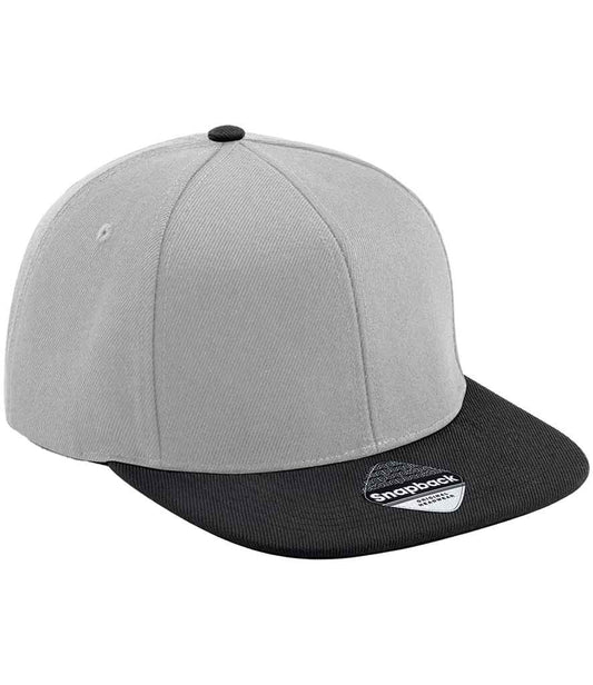 Beechfield Original Flat Peak 6 Panel Snapback Cap - Grey/Black (BB661)