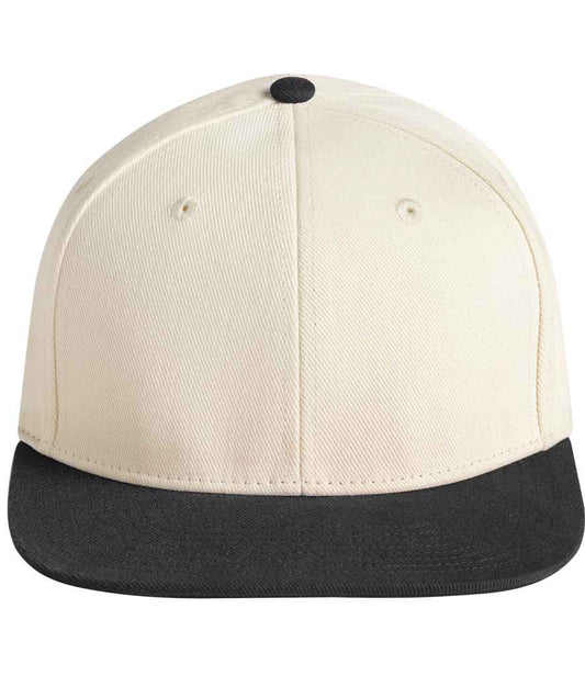 Beechfield Contrast Flat Peak 6 Panel Cap - Natural/Black (BB662)