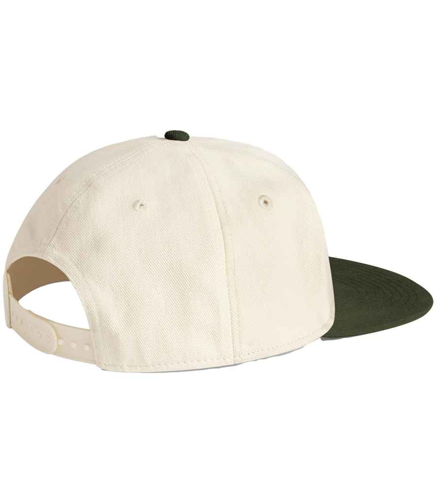 Beechfield Contrast Flat Peak 6 Panel Cap - Natural/Dark Olive (BB662)
