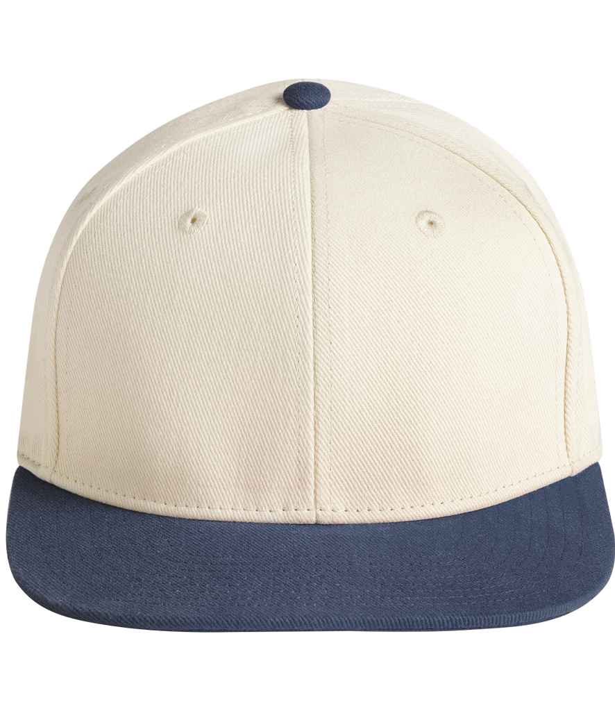 Beechfield Contrast Flat Peak 6 Panel Cap - Natural/Navy (BB662)