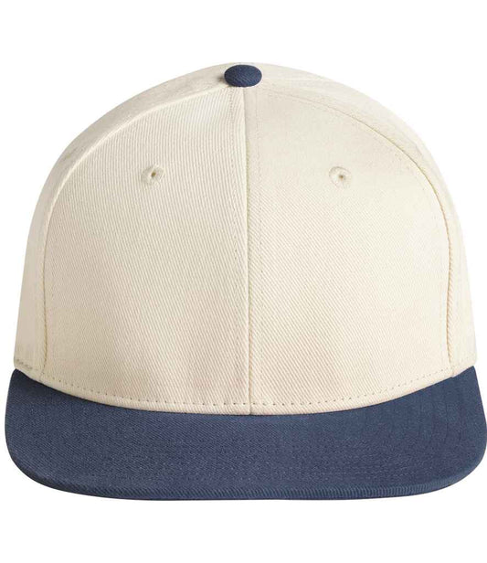 Beechfield Contrast Flat Peak 6 Panel Cap - Natural/Navy (BB662)