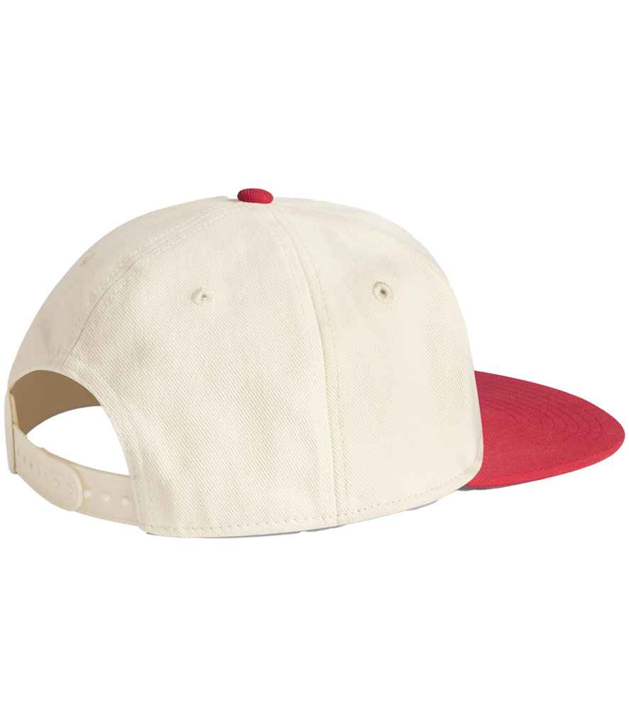 Beechfield Contrast Flat Peak 6 Panel Cap - Natural/Red (BB662)