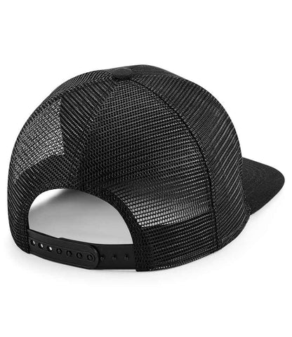 Beechfield Original Flat Peak 6 Panel Trucker Cap - Black/Black (BB664)