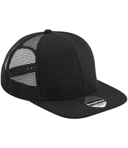 Beechfield Original Flat Peak 6 Panel Trucker Cap - Black/Black (BB664)