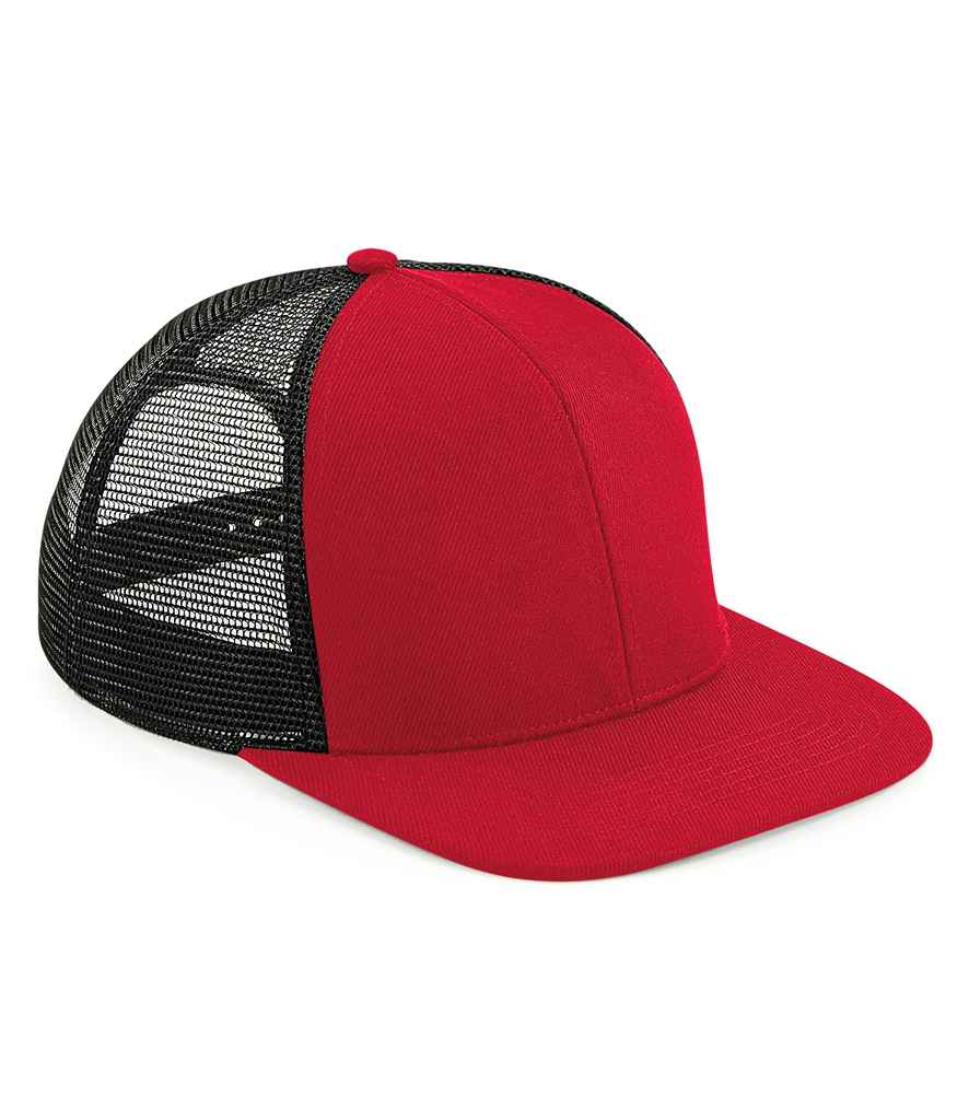 Beechfield Original Flat Peak 6 Panel Trucker Cap - Classic Red/Black (BB664)