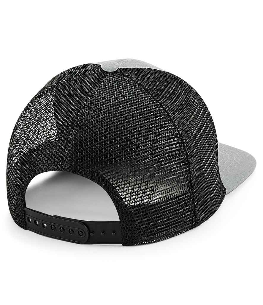 Beechfield Original Flat Peak 6 Panel Trucker Cap - Grey/Black (BB664)