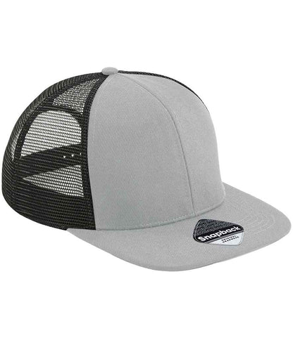 Beechfield Original Flat Peak 6 Panel Trucker Cap - Grey/Black (BB664)
