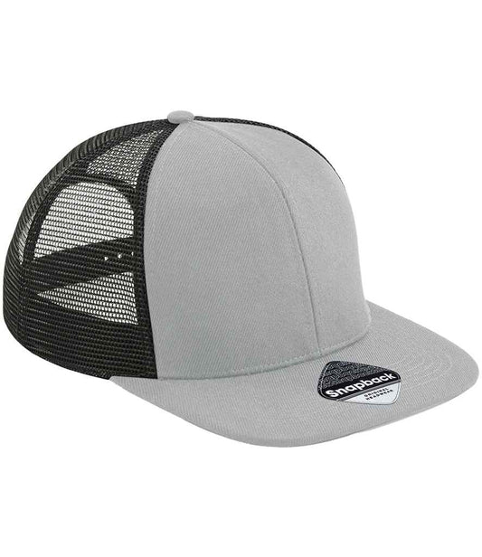 Beechfield Original Flat Peak 6 Panel Trucker Cap - Grey/Black (BB664)