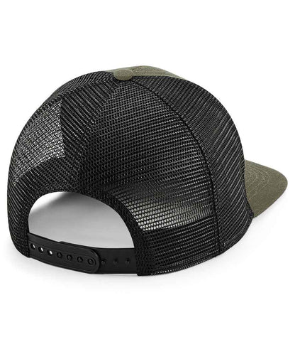Beechfield Original Flat Peak 6 Panel Trucker Cap - Olive Green/Black (BB664)