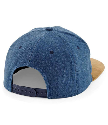 Beechfield Suede Peak Snapback Cap - Denim Blue (BB668)