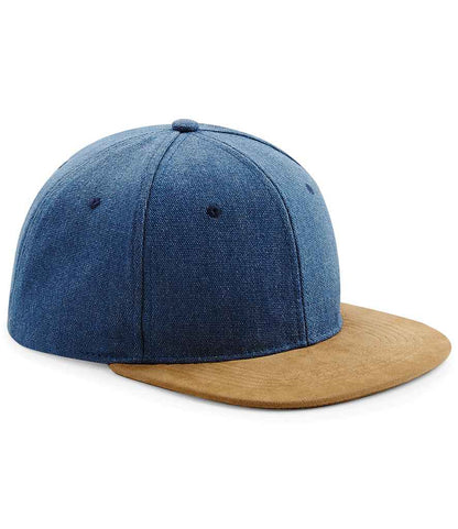Beechfield Suede Peak Snapback Cap - Denim Blue (BB668)