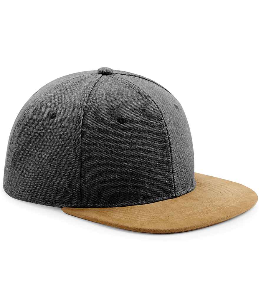 Beechfield Suede Peak Snapback Cap - Vintage Black (BB668)
