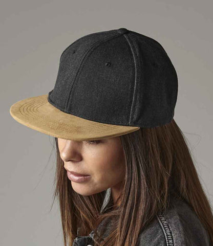 Beechfield Suede Peak Snapback Cap - Vintage Black (BB668)