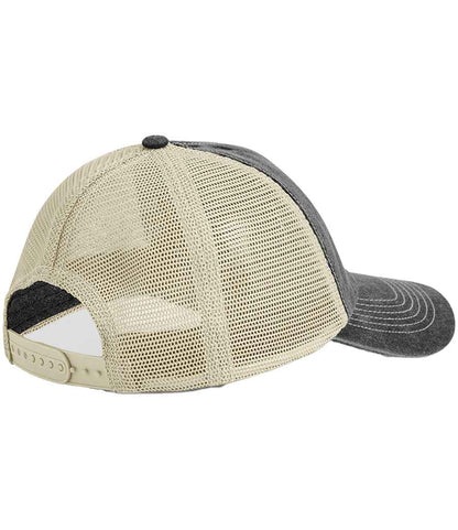 Beechfield 6 Panel Vintage Trucker Cap - Vintage Black/Stone (BB672)