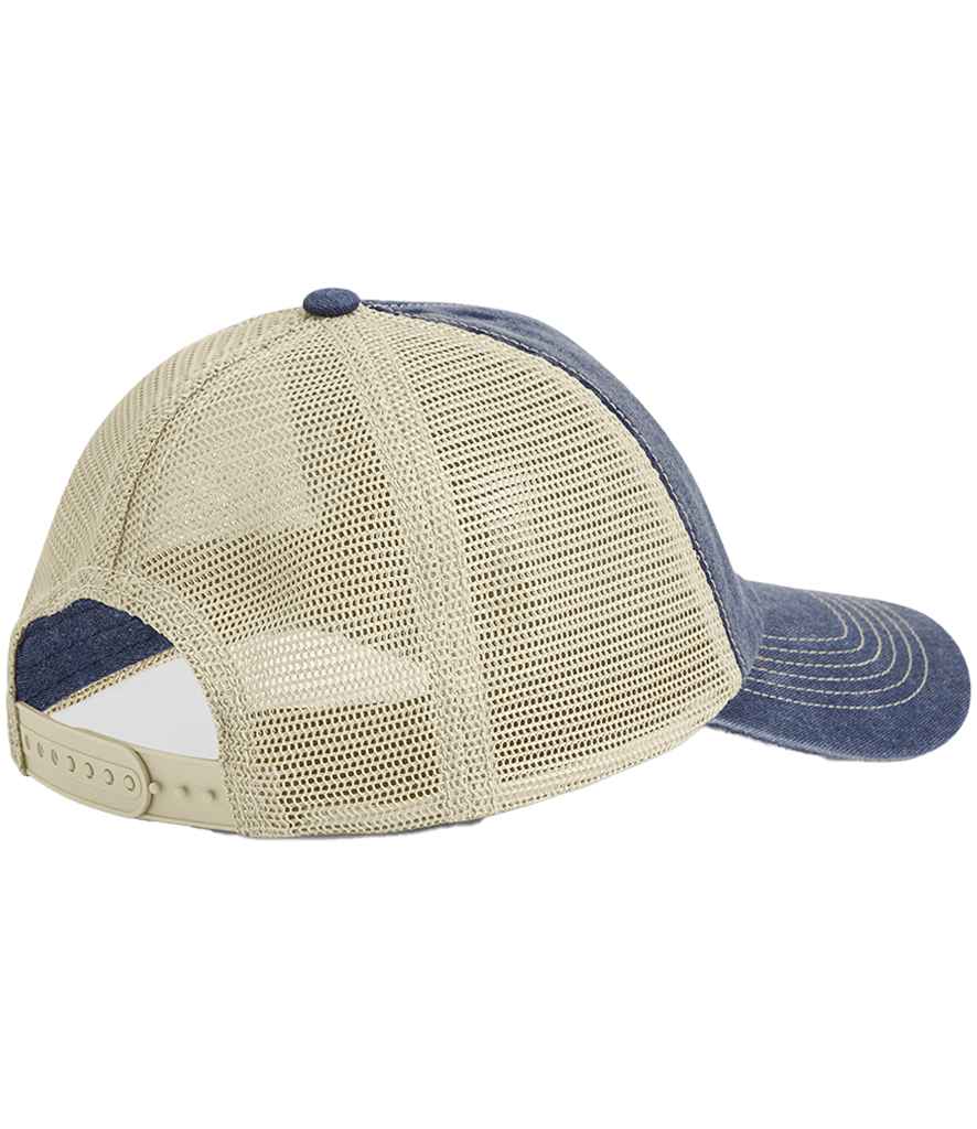 Beechfield 6 Panel Vintage Trucker Cap - Vintage Denim/Stone (BB672)