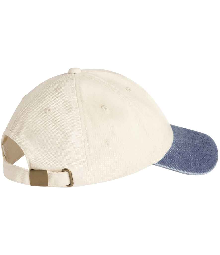 Beechfield Contrast Peak Low Profile Vintage Cap - Natural/Vintage Denim (BB673)