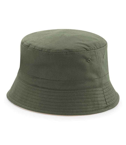 Beechfield Reversible Bucket Hat - Olive Green/Stone (BB686)