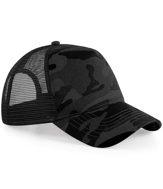 Beechfield Camo Snapback Trucker Cap - Midnight Camo (BB694)
