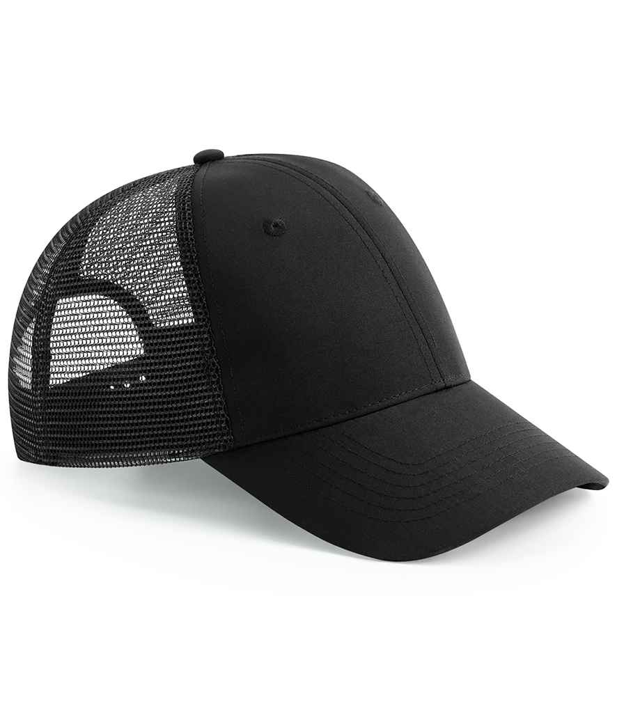 Beechfield Recycled 6 Panel Snapback Trucker Cap - Black (BB75R)