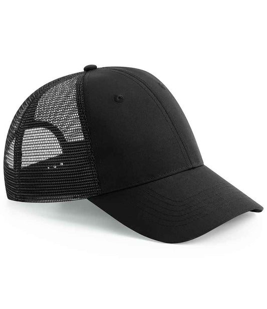 Beechfield Recycled 6 Panel Snapback Trucker Cap - Black (BB75R)