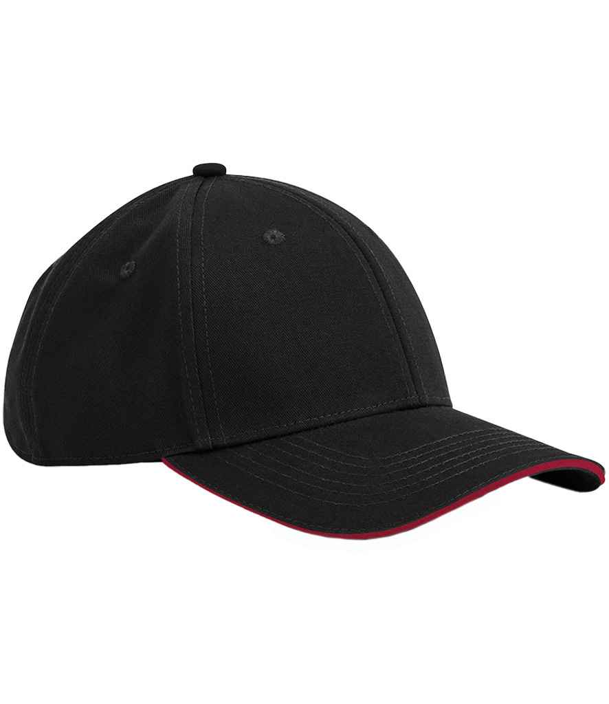 Beechfield EarthAware® Classic Organic Cotton 6 Panel Sandwich Peak Cap - Black/Classic Red (BB820C)