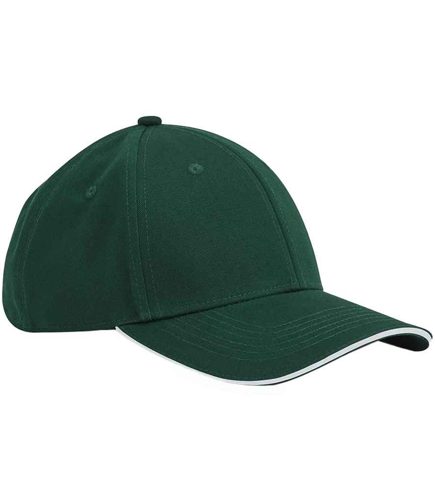 Beechfield EarthAware® Classic Organic Cotton 6 Panel Sandwich Peak Cap - Bottle Green/White (BB820C)