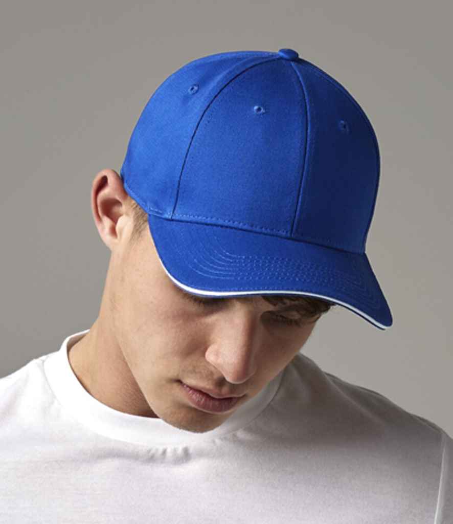 Beechfield EarthAware® Classic Organic Cotton 6 Panel Sandwich Peak Cap - Bright Royal/White (BB820C)