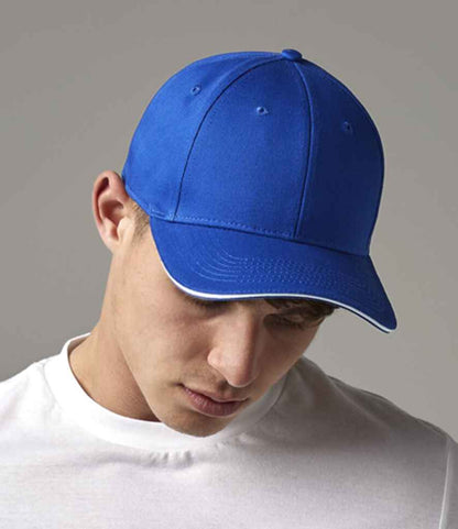 Beechfield EarthAware® Classic Organic Cotton 6 Panel Sandwich Peak Cap - Bright Royal/White (BB820C)
