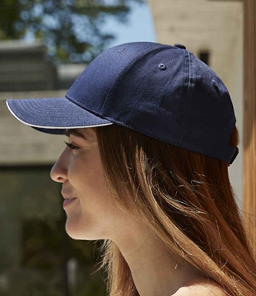 Beechfield EarthAware® Classic Organic Cotton 6 Panel Sandwich Peak Cap - French Navy/White (BB820C)