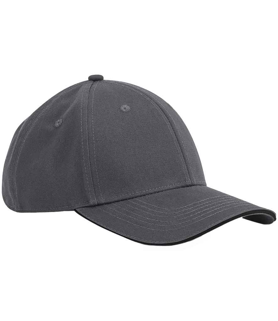 Beechfield EarthAware® Classic Organic Cotton 6 Panel Sandwich Peak Cap - Graphite Grey/Black (BB820C)