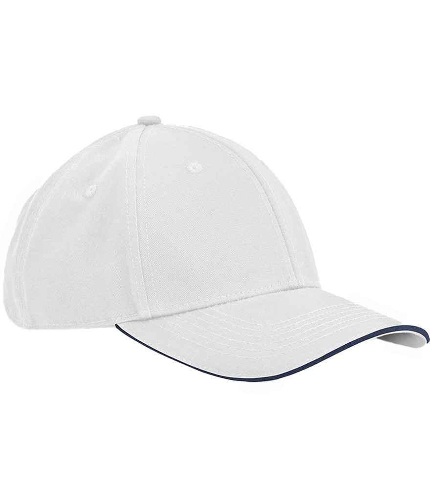 Beechfield EarthAware® Classic Organic Cotton 6 Panel Sandwich Peak Cap - White/French Navy (BB820C)