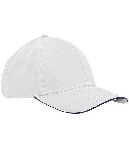 Beechfield EarthAware® Classic Organic Cotton 6 Panel Sandwich Peak Cap - White/French Navy (BB820C)
