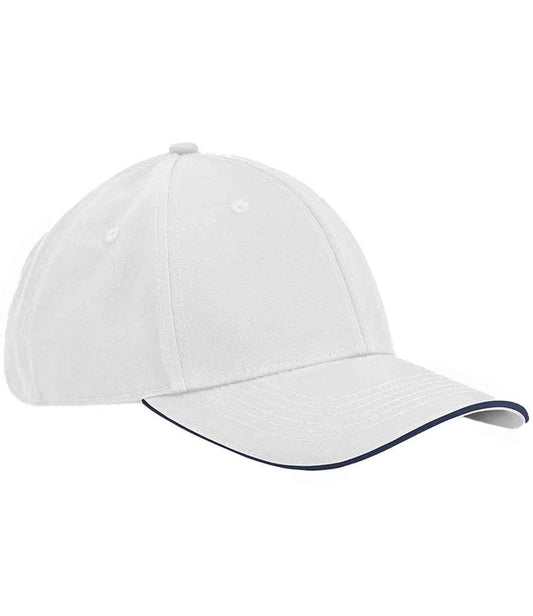 Beechfield EarthAware® Classic Organic Cotton 6 Panel Sandwich Peak Cap - White/French Navy (BB820C)