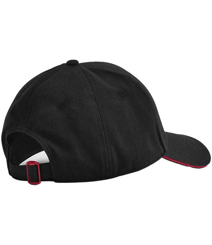 Beechfield EarthAware® Classic Organic Cotton 5 Panel Sandwich Peak Cap - Black/Classic Red (BB825C)