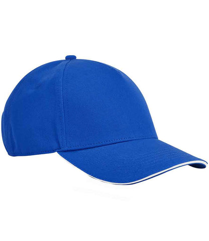 Beechfield EarthAware® Classic Organic Cotton 5 Panel Sandwich Peak Cap - Bright Royal/White (BB825C)